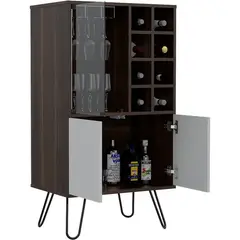 RTA MUEBLES - Bar lara caoba y blanco perla con dos puertas y amplio espacio