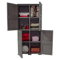 GENERICO - Mueble organizador rattan da vinci cocoa cuatro puertas batientes