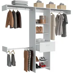 RTA MUEBLES - Closet delhi blanco nevado con tres tubos cromados y un cajón