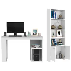 RTA MUEBLES - Combo oficina baker incluye escritorio y biblioteca