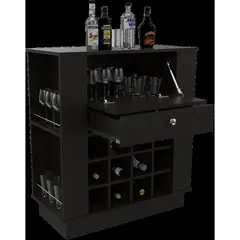 RTA DESIGN - Bar india wengue con espacio para organizar botellas de vino