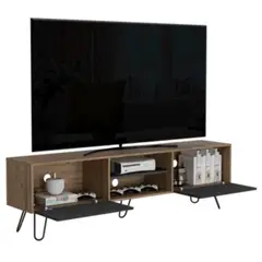 RTA DESIGN - Mesa Para Tv Lara Miel y Plata Oscuro Para Televisor de 70 Pulgadas