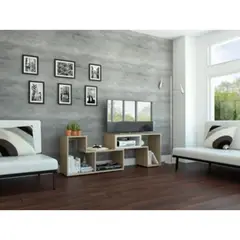 RTA DESIGN - Mesa Para Tv Ascher Beige y Blanco con Espacio Para Televisor