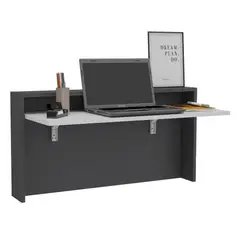 RTA DESIGN - Escritorio Colgante Frello Plata Oscuro y Blanco con Espacio Para Artículos de Estudio