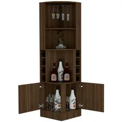 RTA DESIGN - Bar Esquinero Celeste Chocolate con Dos Puertas