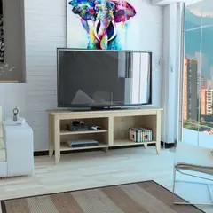 RTA DESIGN - Mesa Para Tv Sarume Beige con Variedad de Entrepaños_.