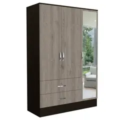 RTA DESIGN - Closet Quiles Wengue y Humo con Espejo Tubo Para Colgar Ropa
