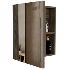 RTA DESIGN - Gabinete de Baño Labell Chocolate con Puerta Espejo y Entrepaños