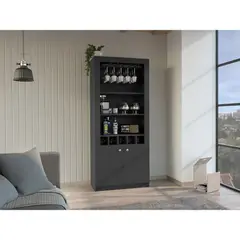 RTA MUEBLES - Bar Montero Wengue Con amplios espacios para ubicar botellas ZF