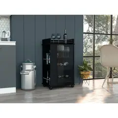 RTA MUEBLES - Bar Spirit Wengue con Amplios Espacios Para Ubicar Copas