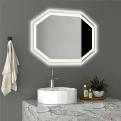 RTA DESIGN - Espejo Hexagonal Mizu Gris con Luz Led