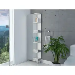 RTA DESIGN - Mueble Esquinero Zendaya Blanco Nevado con Variedad de Entrepaños