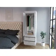 RTA DESIGN - Closet Agata Blanco con Dos Cajones y Tubo Cromado Para Colgar Ropa ZF