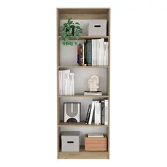 RTA - Biblioteca Home Macadamia y Blanco Cartón con Cinco Entrepaños