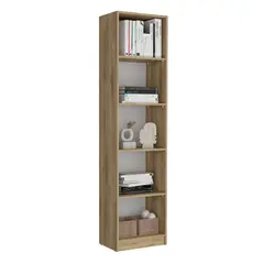 RTA - Biblioteca Home Eco Macadamia y Blanco Cartón con Cinco Entrepaños