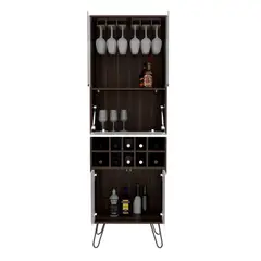 RTA DESIGN - Bar Alto Lara Caobay Blanco Nevado con Amplio Espacio Porta Copas