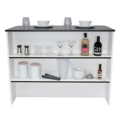 RTA DESIGN - Barra de Cocina Diamante Wengue y Blanco con Dos Entrepaños