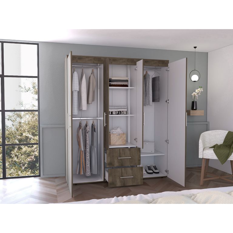 Closet Bariloche Bombay Blanco Pequeño con EntrepañosCuatro Puertas_.