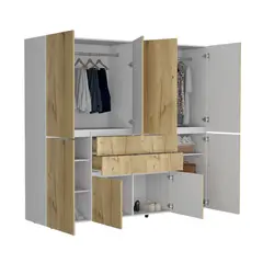 RTA DESIGN - Closet Siruela Café Claro y Blanco con Cuatro Cajones Ocho Puertas