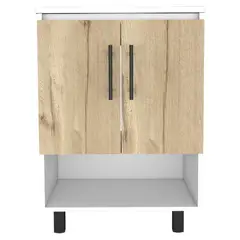 RTA DESIGN - Mueble Lavamanos Aqua Blanco y Café Claro2 puertas y entrepaño