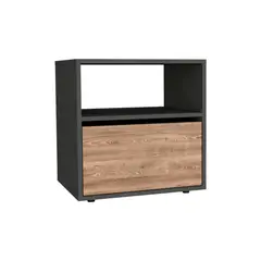 RTA DESIGN - Mesa de Noche Galanto Plata Oscuro y Lenno con Una Puerta Batiente