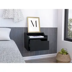 RTA DESIGN - Mesa de Noche Flotante Busan Wengue Con Espacio Para Objetos