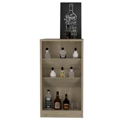 RTA DESIGN - Mesa de Bar Celeste Beige con Tres Estantes para Botellas