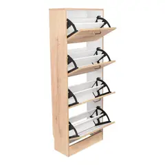 RTA DESIGN - Zapatero Kaise Café Claro y Blanco con Cuatro Estantes