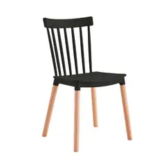 RTA DESIGN - Kit de Seis Sillas Jeicob Negro cómodo asiento y patas en madera