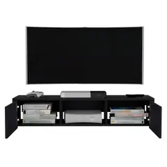 RTA DESIGN - Mesa Para Tv Flotante Gleid Wengue con Dos Puertas Abatibles