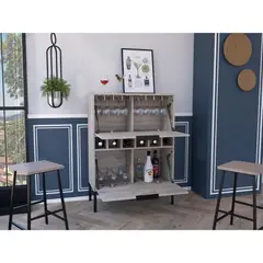 RTA DESIGN - Bar Lyrata Wengue con espacio para almacenar botellas de licor ZF