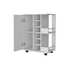 RTA DESIGN - Bar Erin Blanco Nevado con Una Puerta y Patas con Rodachines ZF