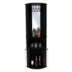 RTA DESIGN - Bar Zamba Wengue Dos Puertas de Vidrio Espejo y Colgador de Copas