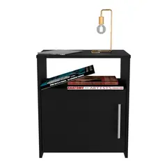 RTA DESIGN - Mesa de Noche Nordik Wengue con Una Puerta Batiente ZF
