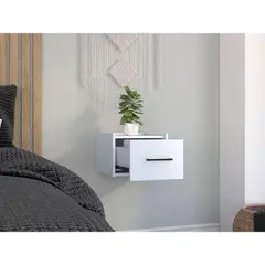 RTA DESIGN - Mesa de Noche Flotante Boa Blanco Espacio Para Colocar Objetos