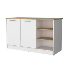 RTA DESIGN - Barra de Cocina Lugano Blanco Marquez y Fresno Dos Puertas Abatibles