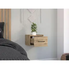 RTA DESIGN - Mesa de Noche Flotante Boa Macadamia Espacio Para Objetos Decorativos