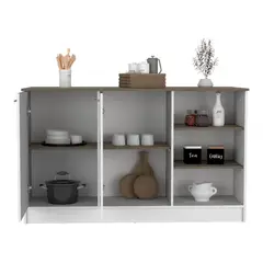 RTA DESIGN - Barra de Cocina Lugano Blanco Nevado y Nogal