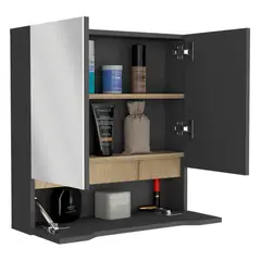 RTA DESIGN - Gabinete de Baño Vicent Plata Oscuro y Café Claro con Espejo