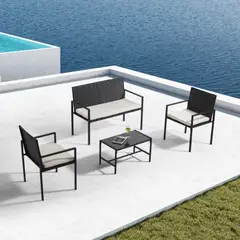 RTA DESIGN - Comedor de Exterior Marlín Negro Incluye dos Sillas