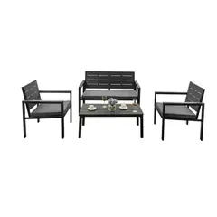 RTA DESIGN - Comedor de Exterior Trento Negro y Gris Incluye 3 Sillas