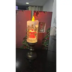 GENERICO - Vela Giratoria con Luz Led Papá Noel Decoración Navideña de Mesa