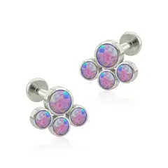 AGHA JEWELRY - Titanio Aretes Piercing Huella Bezel set con Opal para lóbulo
