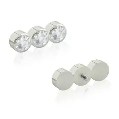 AGHA JEWELRY - Titanio Aretes Piercing Triple Bezel set para lóbulo