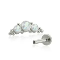 AGHA JEWELRY - Titanio Arete Piercing Solstice Bezel set para lóbulo