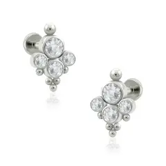 AGHA JEWELRY - Titanio Aretes Piercing Majestic Bezel set para lóbulo