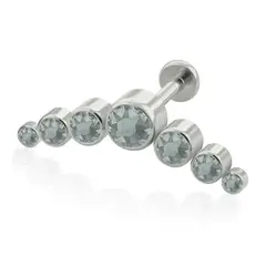 AGHA JEWELRY - Titanio Arete Piercing Seven Curved Bezel set para lóbulo