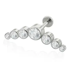 AGHA JEWELRY - Titanio Arete Piercing Seven Curved Bezel set para lóbulo