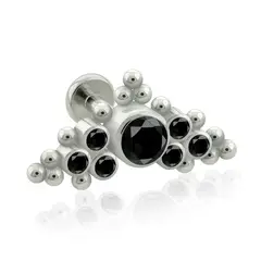 AGHA JEWELRY - Titanio Arete Piercing Corona Bezel set para lóbulo