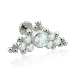 AGHA JEWELRY - Titanio Arete Piercing Corona Bezel set para lóbulo